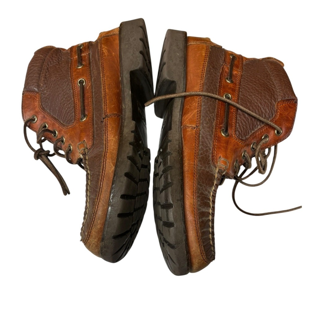 L L Bean Allagash Handsewn Bison Leather Chukka Boots Brown Moc Toe Heritage 9 - Picture 8 of 10